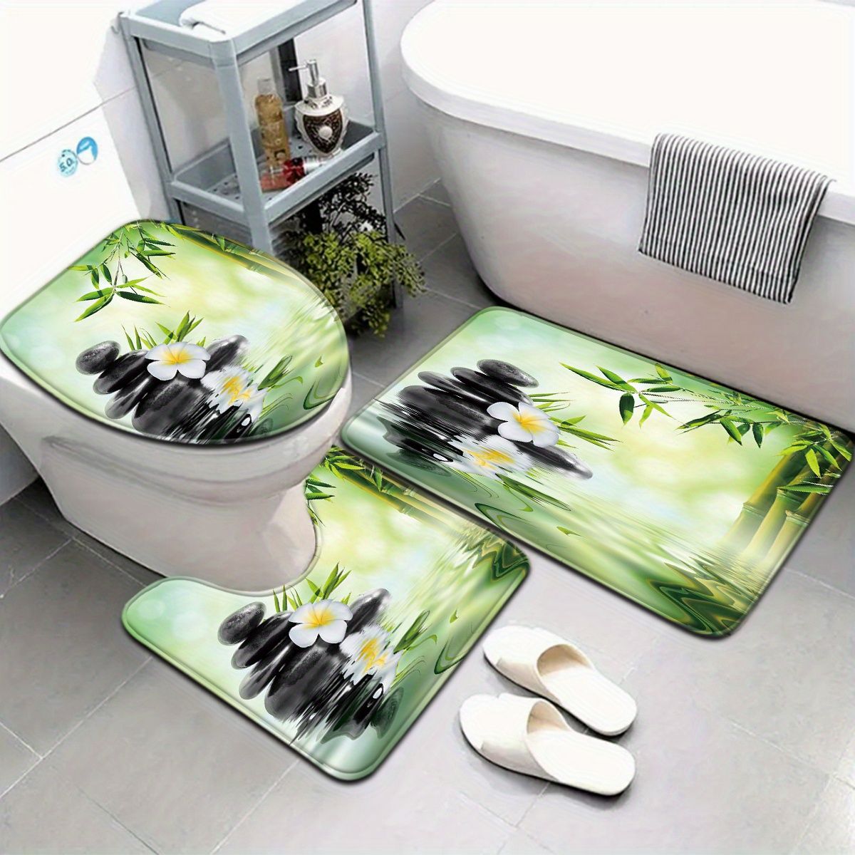 Bamboo Bath Mat - 3피스 중국 대나무 물 기능 변기