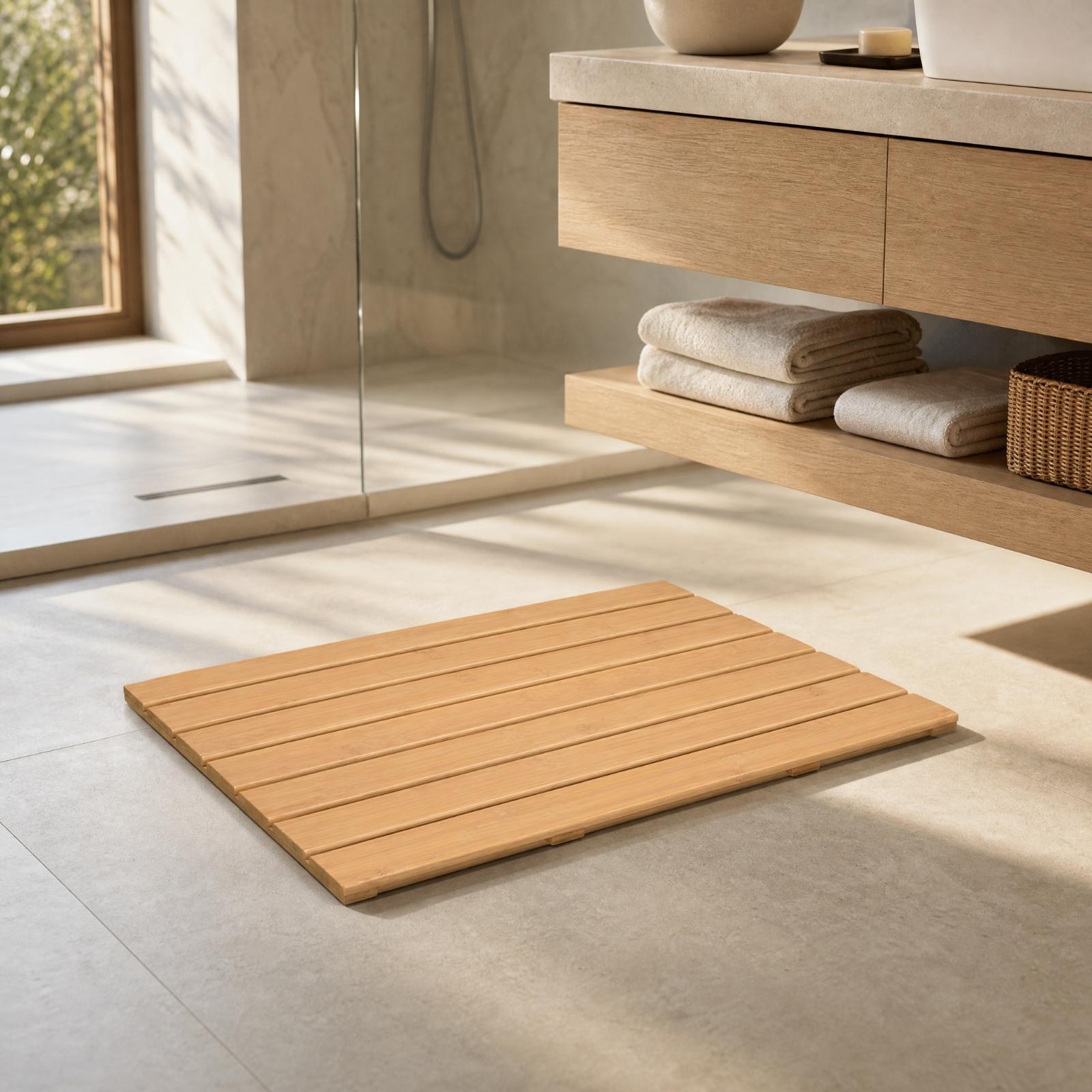 Bamboo Bath Mat - 대나무 소재의 빠르게 물기를 흡수하는 욕실
