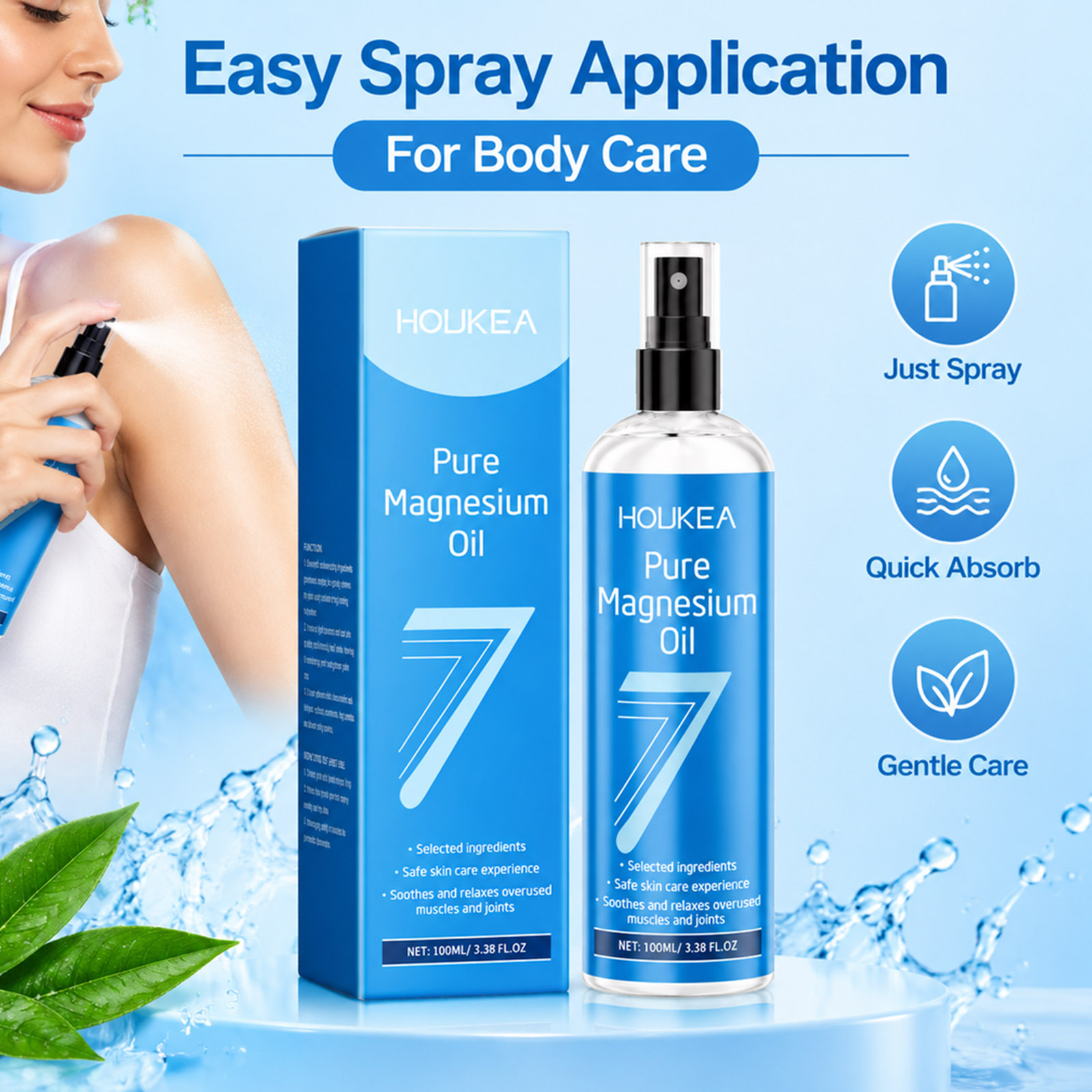 Bath Salts Magnesium - 순수 마그네슘 오일 스프레이 100ml, 피로한